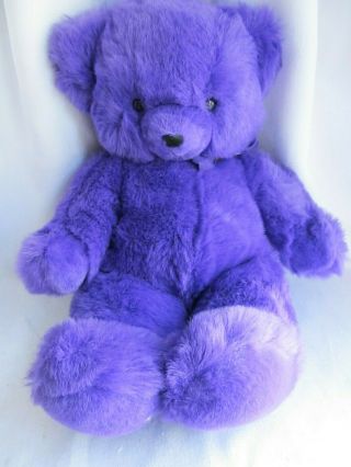 Russ Berrie Teddy So Brite Purple Teddy Bear Plush Stuffed Animal Teddy Bow 21 "