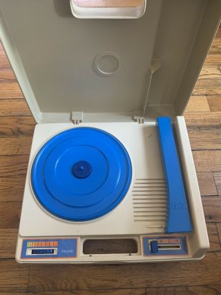 Vintage 1978 Fisher Price Portable Record Player Blue Turntable 825 33 45 Rpm