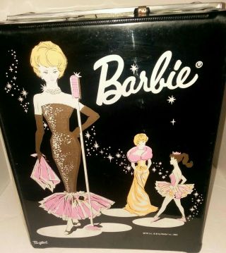 Barbie Ponytail Doll and Clothing trunk carry Case 1962 Black Vintage 3