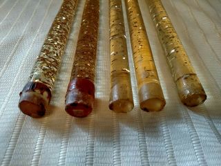 5 Faux Candles LUCITE Gold & Silver FLAKE Glitter VINTAGE Mid Century 2