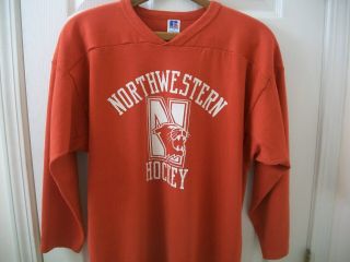 Vintage 80s Northwestern University Shirt Xl Wildcats Ice Hockey Team Jersey Tee