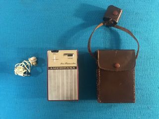 Vintage Americana Fc - 60 Am 6 Transistor Radio W/leather Case &