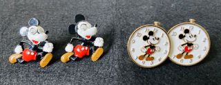 2 Vintage Mickey Mouse Cuff Links Walt Disney Production