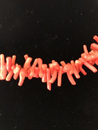 VINTAGE NATURAL RED SALMON BRANCH CORAL NECKLACE CHOKER 15” end to end 3