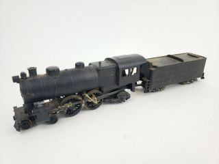 Vintage Unmarked Ho Scale Steam Locomotive & Tender Train - As Found