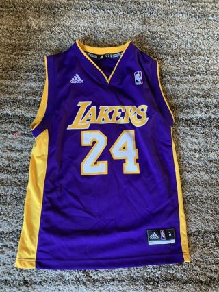 Adidas Nba Kobe Bryant Purple & Gold 24 Lakers Jersey Youth Kids Size Medium M