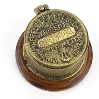 Vintage Brass Neptune Water Meter Cover Trinket Box