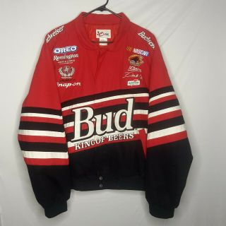 Dale Earnhardt Jr Mens Large Nascar Chase Authentics Budweiser Racing Jacket Euc