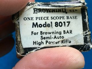 Vintage Browning Model 8017 One Piece Scope Mount For Bar/semi - Auto Rifle -