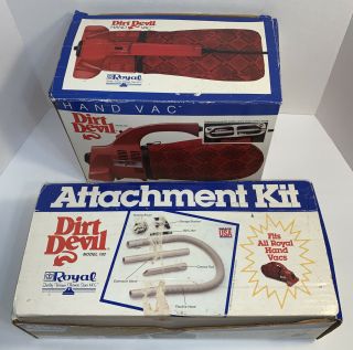 Vintage Royal Dirt Devil Model 103 And Attachment Kit 192 Both In Boxes