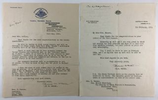 2 Vintage Letters By Sir Thomas W White Australia Politician And Ww1 Pilot 1951