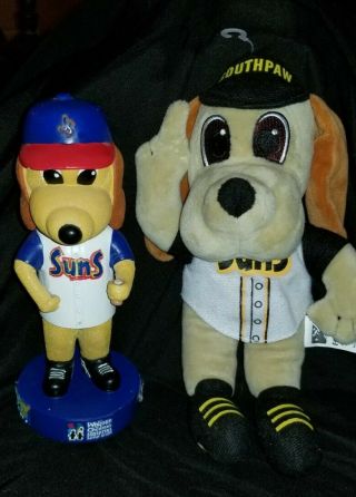 Jacksonville Suns Sga Southpaw K9 Mascot Bobblehead And Stuffy Both Rare