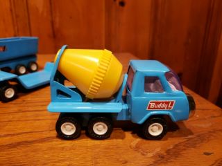 Vintage Buddy L Construction Trucks with Trailers 1960 ' s JAPAN Blue 3