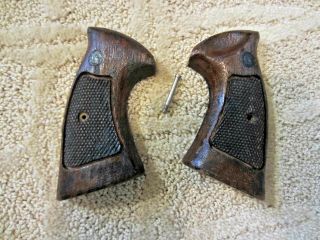 Vintage Smith & Wesson S&w K Frame Square Butt Wood Revolver Grips