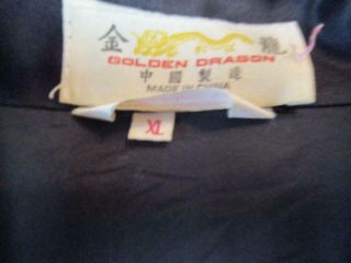 Vintage Chinese Black Silk Golden Dragon Phoenix Hand Embroidered Robe Kimono XL 3