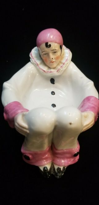 Vintage German Sitzendorf Pierrot Pink Clown Powder/pin/trinket Dish 23159