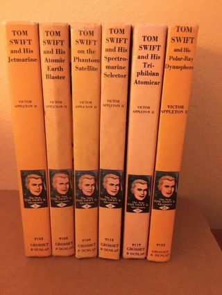 6 Good Set Of Tom Swift Jr.  Adventure Books - Hb 2 5 9 15 19 25 Yellow Hb Pc
