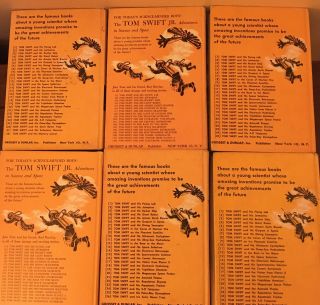 6 Good Set of Tom Swift Jr.  Adventure Books - HB 2 5 9 15 19 25 yellow HB PC 3