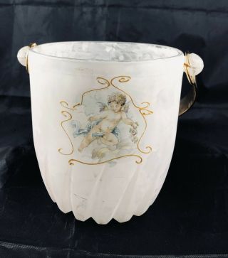 Vintage Arte Murano Silvestri Art Glass Crystal Winged Angel Wine Ice Bucket