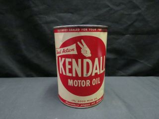 Vintage Dual Action Kendall Motor Oil Can,  The 2000 Mile Oil,  Empty