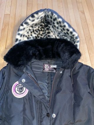 Vintage Arctic Cat Snowmobile Suit W/ Fur Collar & Leopard Print Hood Sz M