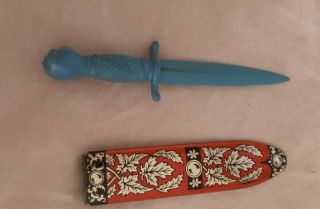 Vintage 1960 ' s OHIO ARTS Sportsman Rubber Play Knife & Tin Litho Sheath SET 2