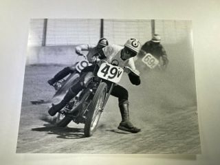 Vintage Black And White Photo Motorcycle Race Early 1950s