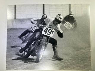Vintage Black And White Photo Motorcycle Race Early 1950s 2
