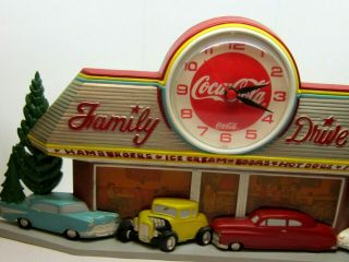 Vintage Coca Cola Clock Family Drive In Burwood Made in USA 3D Great 2