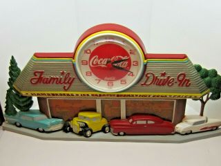 Vintage Coca Cola Clock Family Drive In Burwood Made in USA 3D Great 3