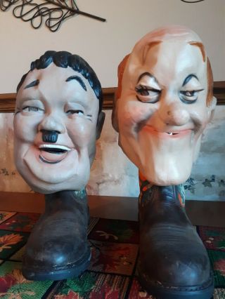 Vintage Halloween Masks Laurel And Hardy Pair Rubber Costume 1978 Cesar Ex Cond.