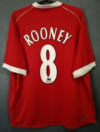 Nike Rooney 8 Manchester United 2006/2007 Football Soccer Shirt Jersey Size Xl