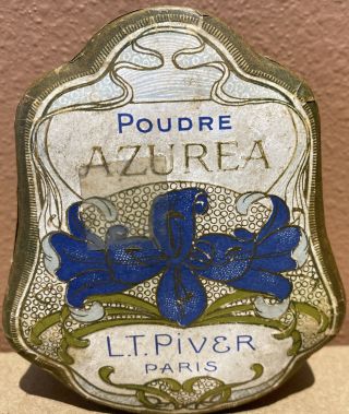 Art Nouveau Antique Vtg Poudre Azurea Lt Piver Paris Powder Box