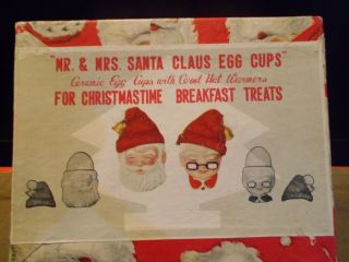 Vintage Mr & Mrs Santa Claus Egg Cups - Kreiss Japan -