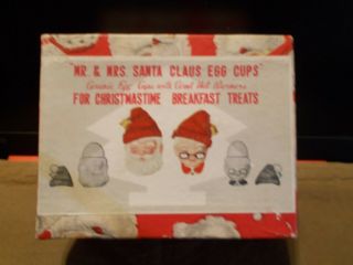 Vintage Mr & Mrs Santa Claus Egg Cups - Kreiss Japan - 2
