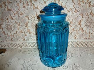 Vintage Le Smith Large Blue Moon And Star Canister 11 1/2 "