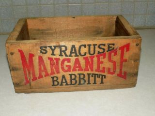 Vtg Wood Box Advertising Syracuse Babbitt Manganese United Am Metals Corp 