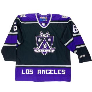 Ccm La Kings Hockey Jersey Caprio 6 Size Large Mens Purple Black Made In Canada