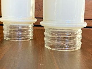 Two Vintage Mid Century Medicine Cabinet Glass Shade Globe Side Light Tube White 3