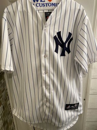 Derek Jeter York Yankees Majestic Pinstripe Jersey Size Large Adult 2