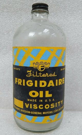 Rare Vintage Frigidaire Appliance Oil Glass Bottle General Motors