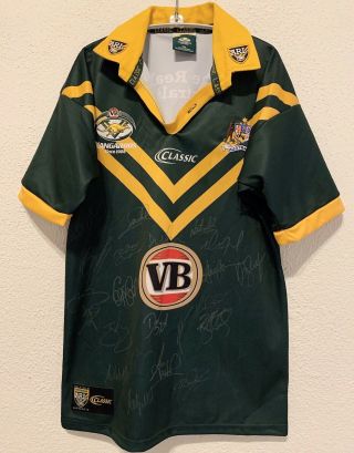 Vtg Arl Classic Australia Rugby League Kangaroos Jersey Men’s Size Xxl Signed