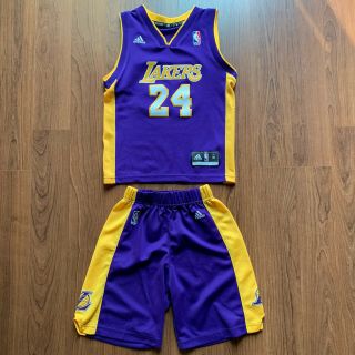 Adidas Los Angeles Lakers Kobe Bryant 24 Nba Kids Sz M 5 - 6 Jersey And Shorts Nr