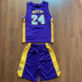 Adidas Los Angeles Lakers Kobe Bryant 24 NBA Kids Sz M 5 - 6 Jersey and Shorts NR 2