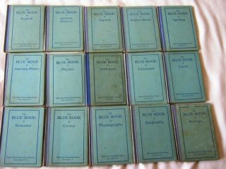 1920s Blue Books From The High School Home - Study Bureau Set Of 15