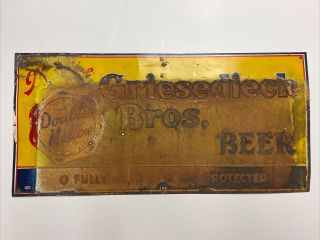 Griesedieck Bros.  Beer Brewery Metal Sign “double Mellow” W/ Discoloration
