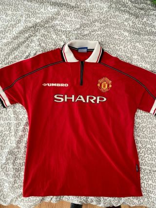 Umbro Manchester United 1998/2000 Home Jersey - Xl -,  Made In Uk