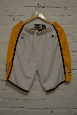 Los Angeles Lakers Nba Game Basketball Adidas Edition Shorts Mens L White