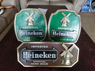 Vintage Heineken Imported Special Dark Holland Beer Plastic Wall Plaque Signs