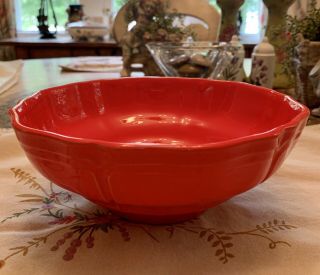 Rare Vintage Henriot Quimper Salad Bowl - Red Glazed Ceramic